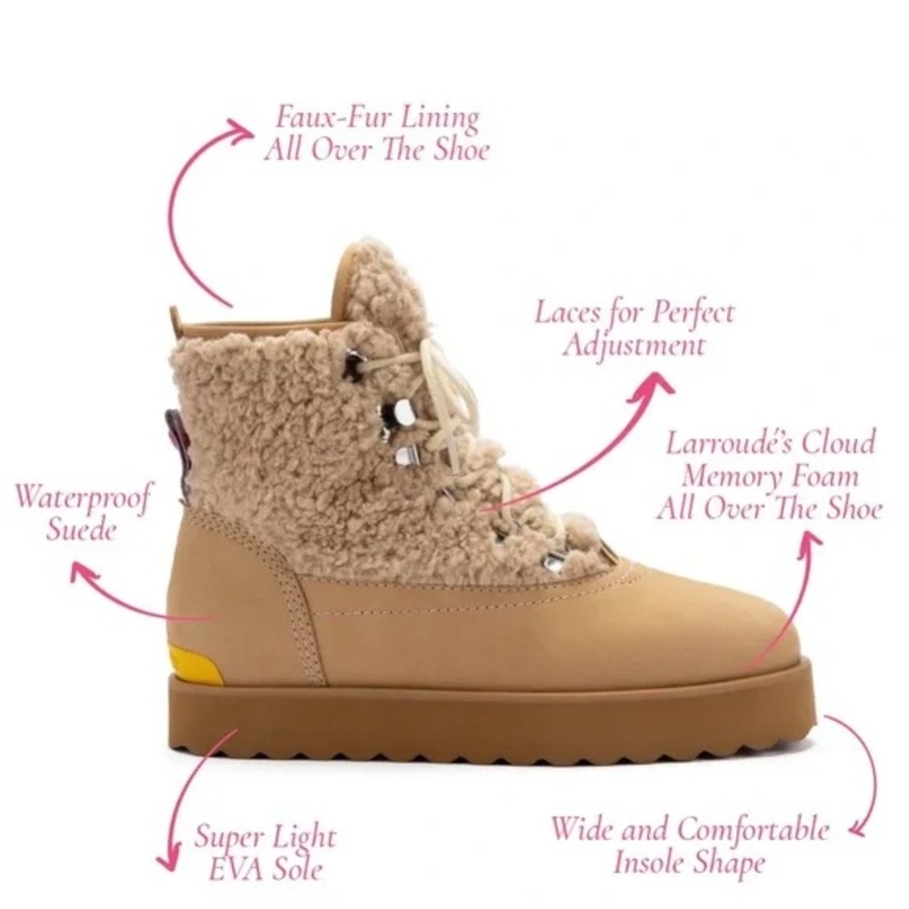 Larroude Cream Lace Up Boots - Picture 2 of 16